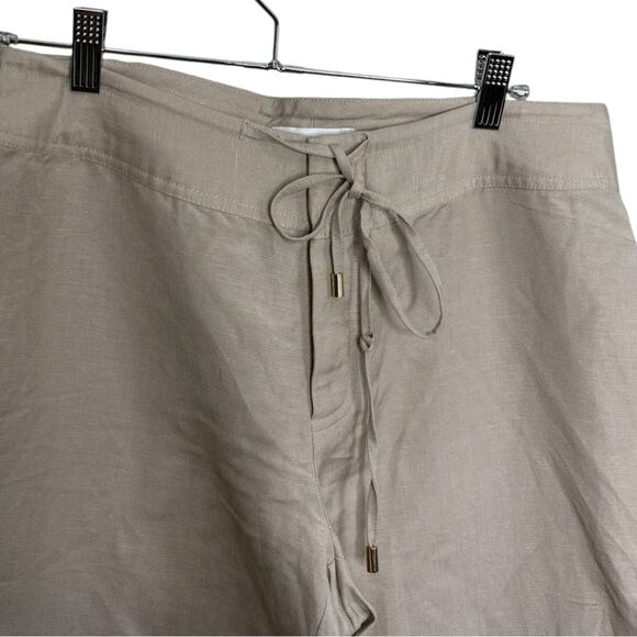 Calvin Klein Linen Cotton Drawstring Pants Beige Khaki size 4 - Picture 2 of 7